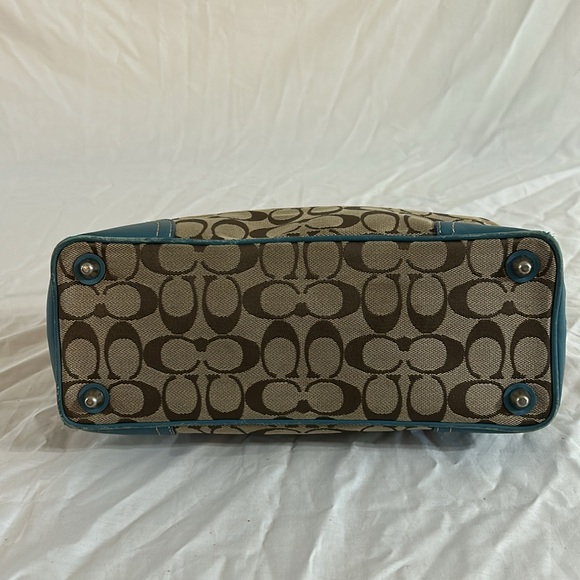 *RARE* Coach F11220 Jacquard Hampton Tan/Blue Satchel Shoulder Bag - Picture 8 of 13